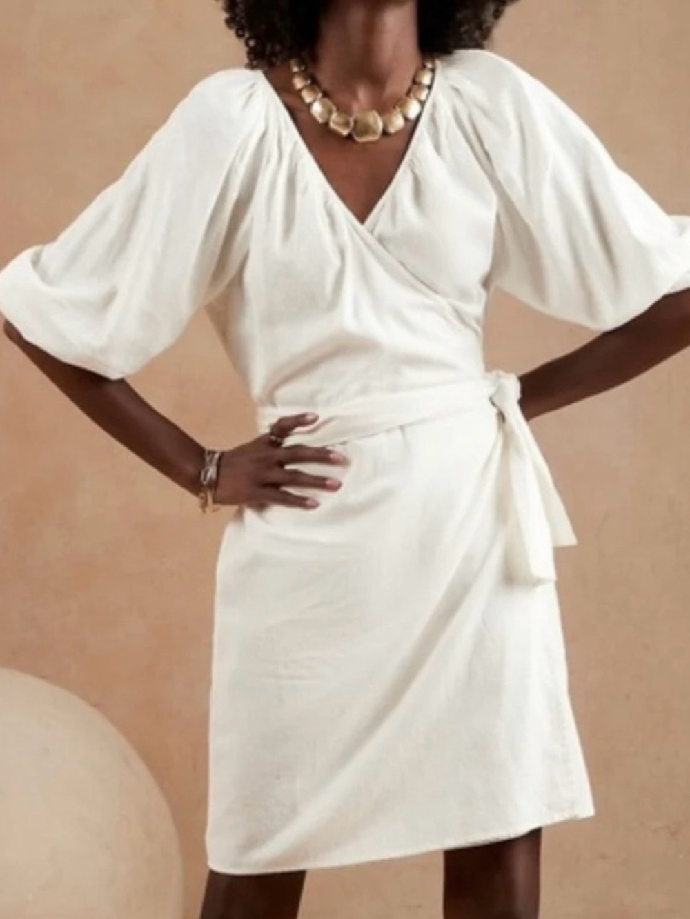 Banana Republic Cream White Wrap Dress